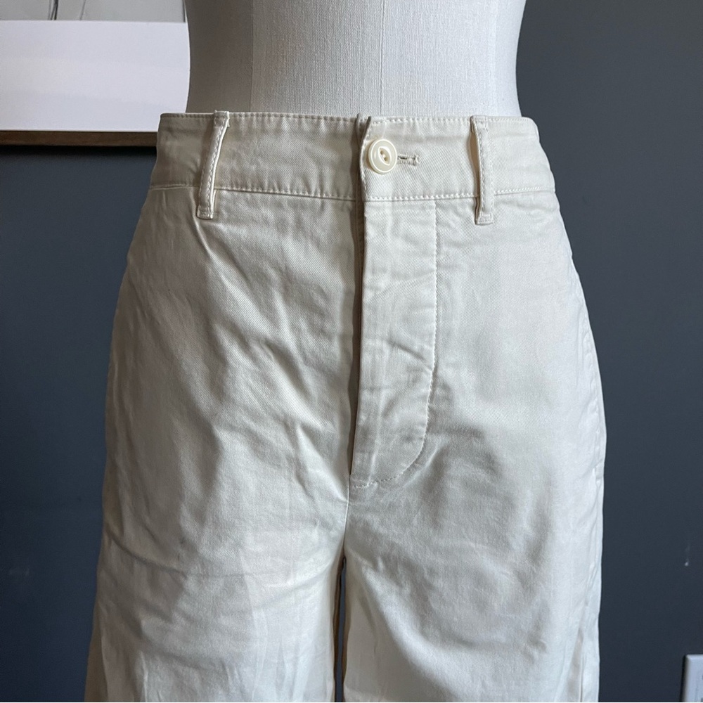 Alex Mill Kelly Wide Leg High Waist Pant Chino in Oatmilk - Picture 2 of 12